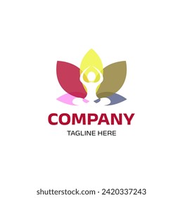woman spa and lotus negative space logo vector icon illustration