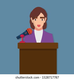 woman speaker isolated vector illustration