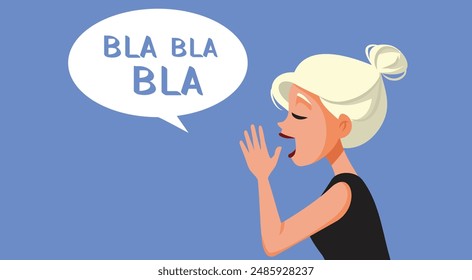 
Woman Speaking Bla Bla Bla Vector Cartoon illustration. Girl shouting nonsensical gossip in a loud voice 
