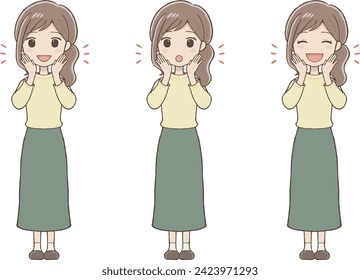 Woman Speaking with Hand to Mouth