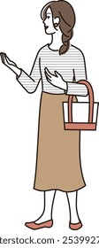Woman speaking with hands outstretched