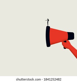 Woman speaking up with megaphone vector concept. Woman rights, emancipation, feminism symbol. Eps10 illustration.