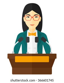 1,318 Speaker Standing Woman Podium Images, Stock Photos & Vectors ...