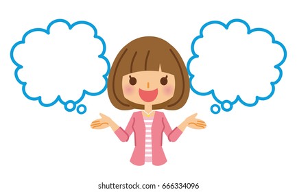 Woman and speech bubble.
