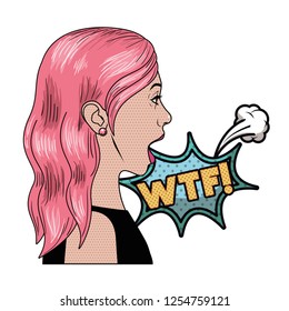 woman with speech bubble about comic
