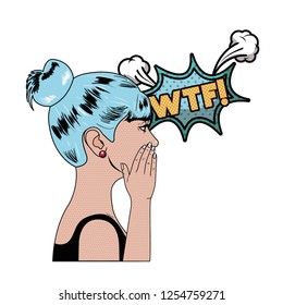 woman with speech bubble about comic