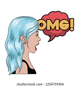 woman with speech bubble about comic