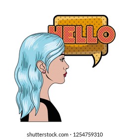 woman with speech bubble about comic
