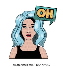 woman with speech bubble about comic
