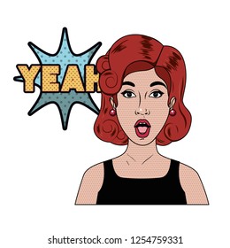 woman with speech bubble about comic