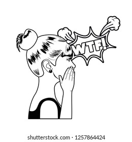 woman with speech bubble about comic