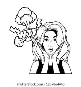 woman with speech bubble about comic