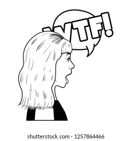 woman with speech bubble about comic