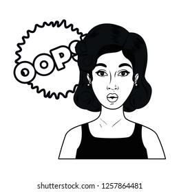 woman with speech bubble about comic