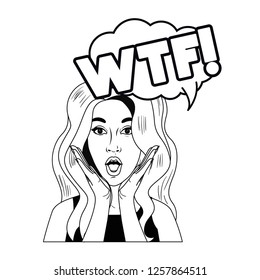 woman with speech bubble about comic