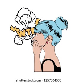 woman with speech bubble about comic