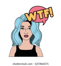 woman with speech bubble about comic