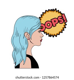 woman with speech bubble about comic