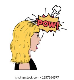 woman with speech bubble about comic