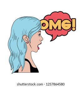 woman with speech bubble about comic