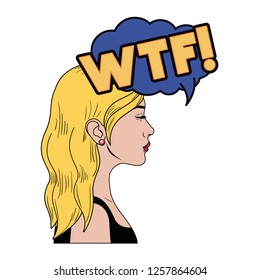 woman with speech bubble about comic