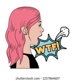 woman with speech bubble about comic