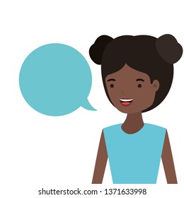 woman with speech bubble avatar character