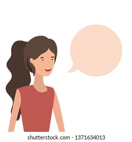 woman with speech bubble avatar character