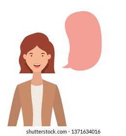woman with speech bubble avatar character