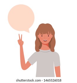 woman with speech bubble avatar character