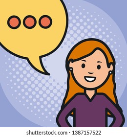 woman and speech bubble with consecutive points
