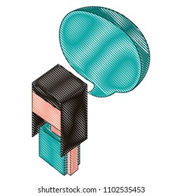 woman with speech bubble isometric avatar character