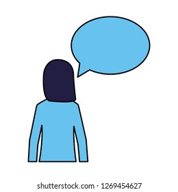 woman speech bubble talk white background