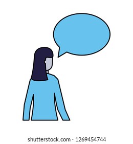 woman speech bubble talk white background