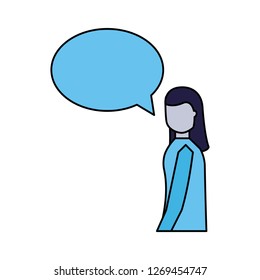 woman speech bubble talk white background