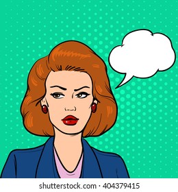 woman with the speech bubble. vector illustration