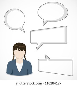 Woman and speech bubbles