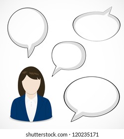 Woman and speech bubbles