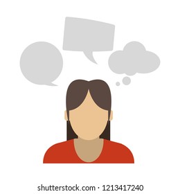 Woman with speech bubbles