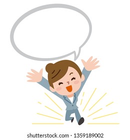 Woman with speech bubbles.