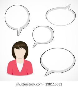 Woman and speech bubbles