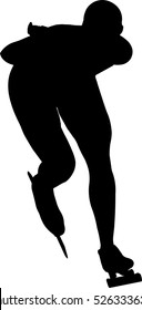woman speed skaters black silhouette on white background vector Illustration