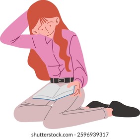 A woman spending time reading a book