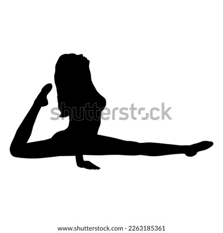 Woman in split silhouette vector illustration isolated on white background. Gymnastic girl. Sexy lady posing