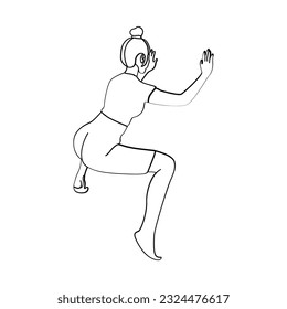 Woman sport activities yoga line art style