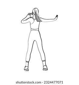 Woman sport activities yoga line art style