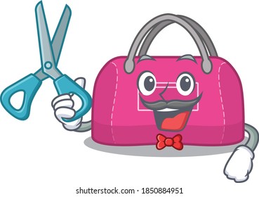 Woman Sport Bag cartoon character design as talented barber