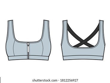 Woman Sport Bra Training Top. Front and back view