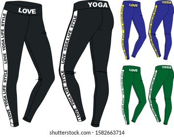 Woman sport casual yoga fitness gym leggins pants design apparel female wear textile fashion clothes template