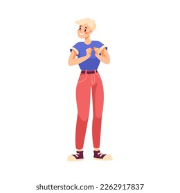 Woman Sport Fan Character Supporting Team Cheering at Stadium Vector Illustration